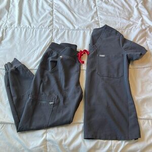 FIGS scrub set xs dark charcoal